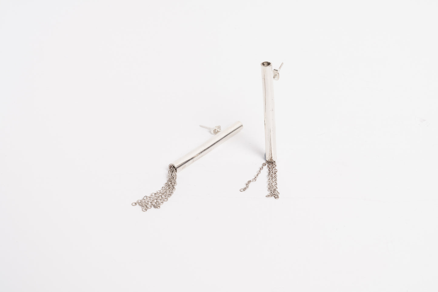 Drop Tube Chain Earrings