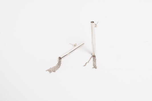 Drop Tube Chain Earrings