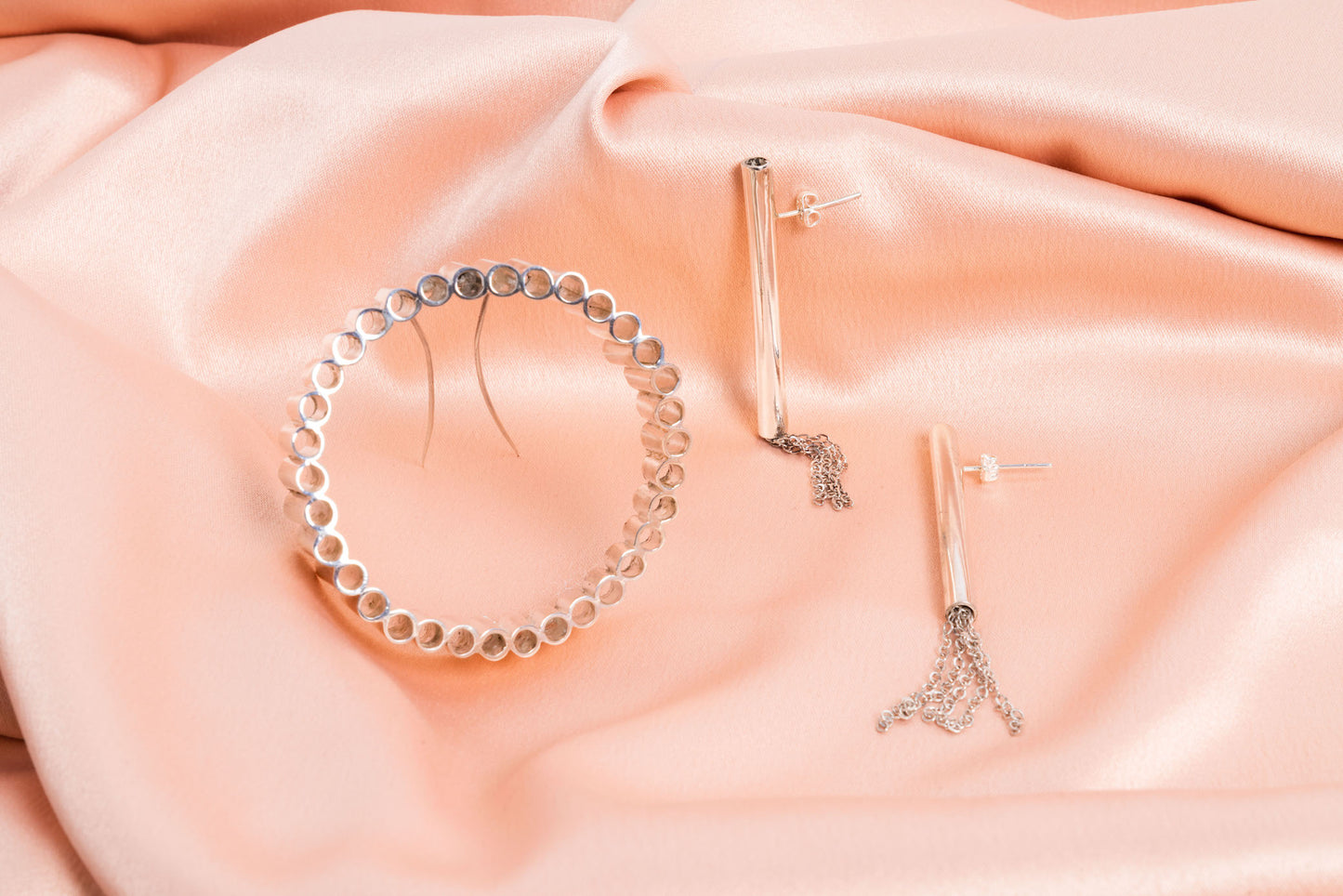 Drop Tube Chain Earrings