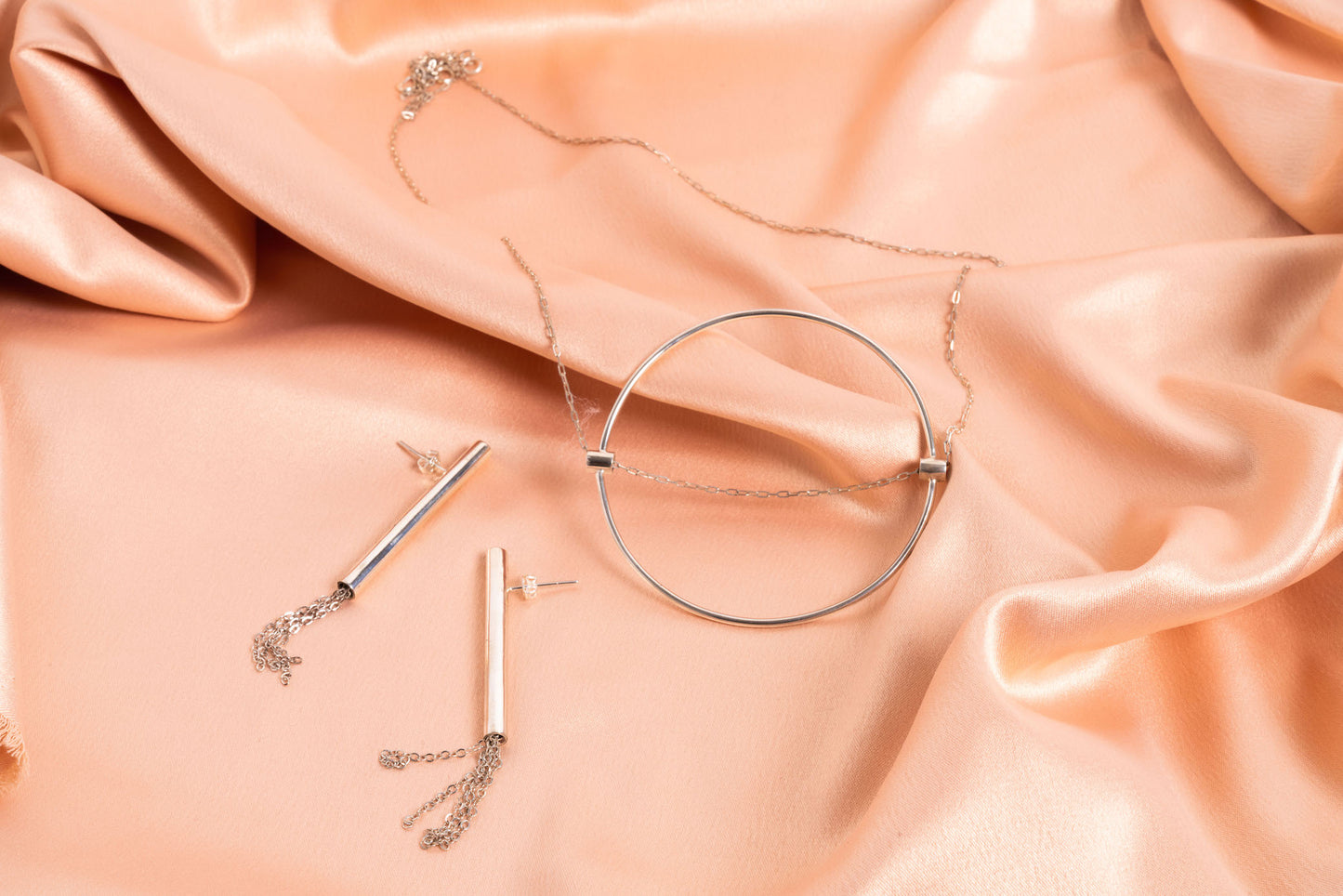 Drop Tube Chain Earrings