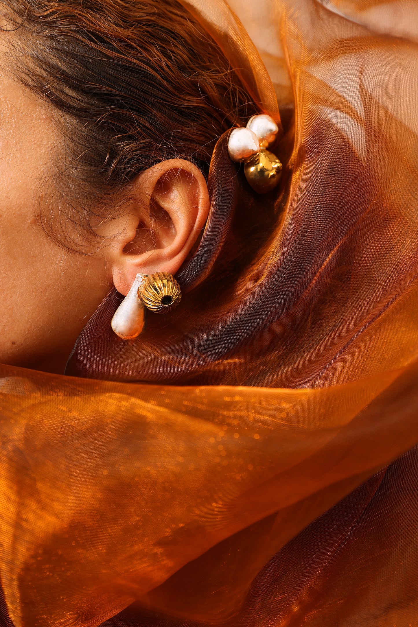 Raw Cluster Dome Stud Earring