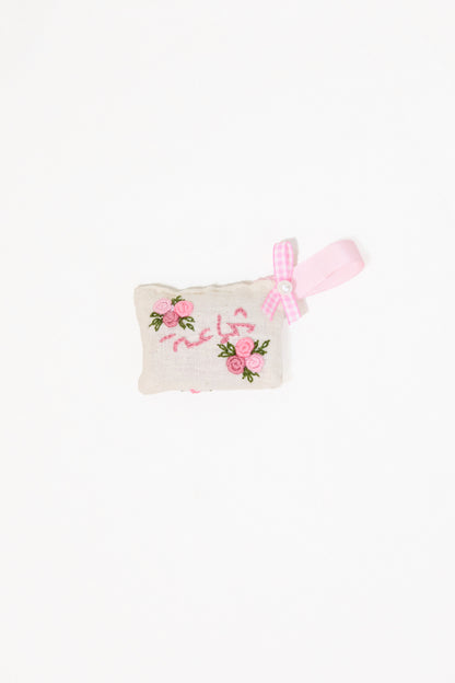 Embroidered Lavender Pillow/Pouch